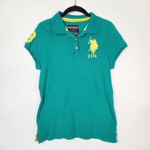 US Polo Assn Shirt Womens Sz L Y2k Preppy Country Club Polo‎ Pony Cricket Jumper